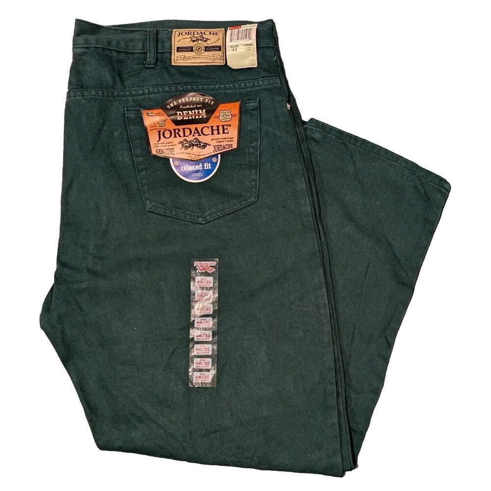 Vintage Hunter Green Jordache Relaxed Fit Denim Jeans Men's 46x32 (42x29) NWT